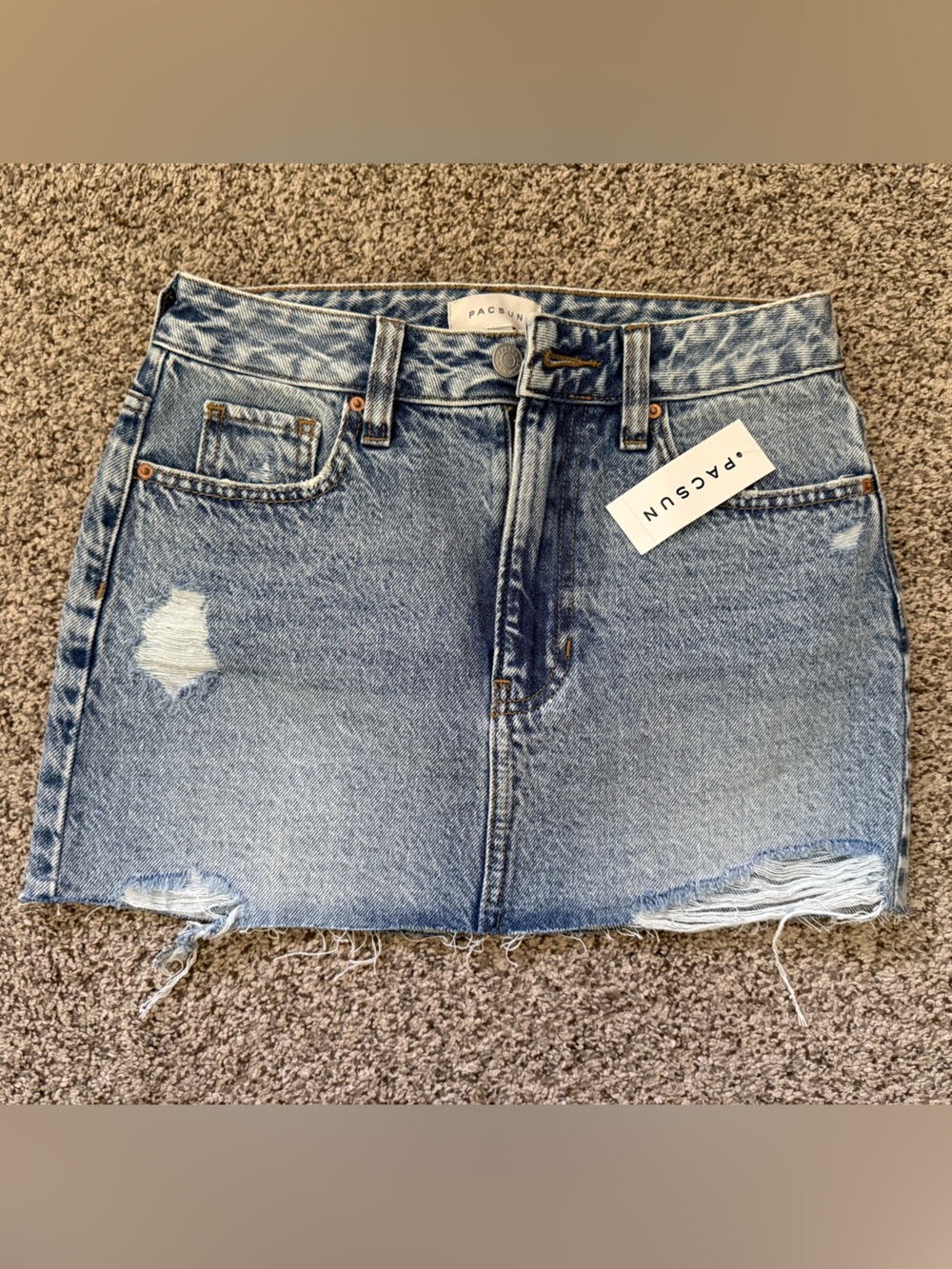 PacSun Light Blue Distressed Denim Mini Skirt